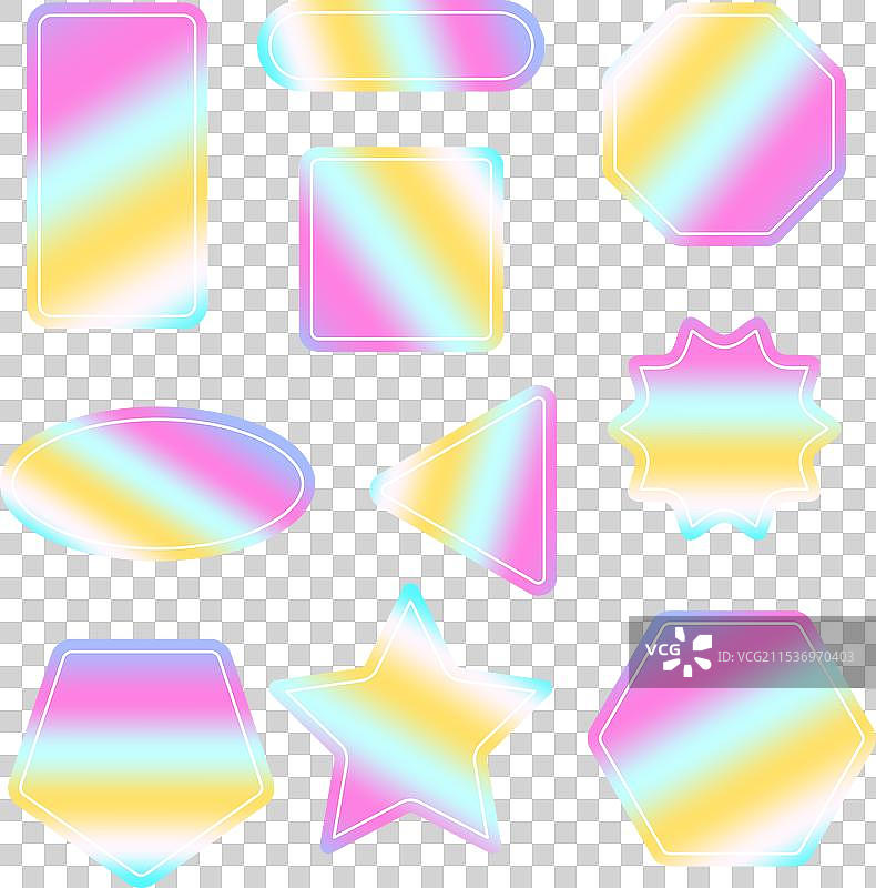 各种全息几何形状与一个图片素材