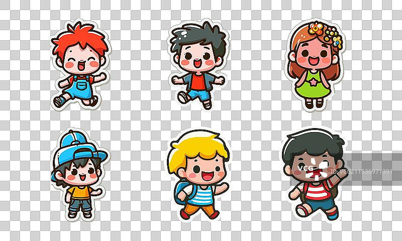 儿童贴纸收藏符号套装图片素材