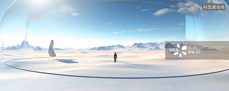 【AI数字艺术】极简空灵抽象三维空场景图片素材