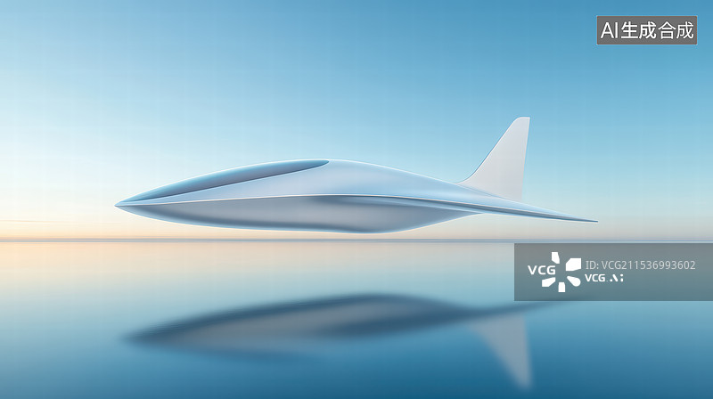 【AI数字艺术】未来飞行器在水面上的倒影图片素材