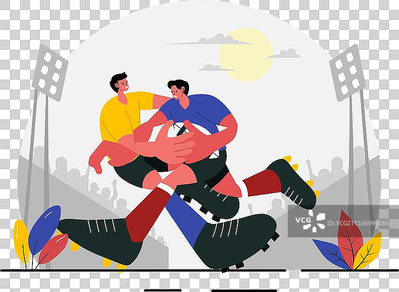 橄榄球运动员在奔跑中接球图片素材