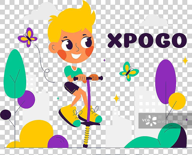 户外玩耍的弹跳杆运动图片素材