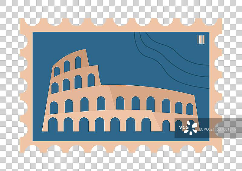 罗马斗兽场剪影邮票图片素材