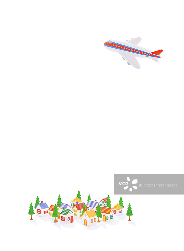 粘土飞机与城市景观图片素材