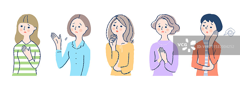 五位处于困境中的女性图片素材