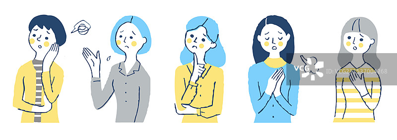 五位处于困境中的女性图片素材