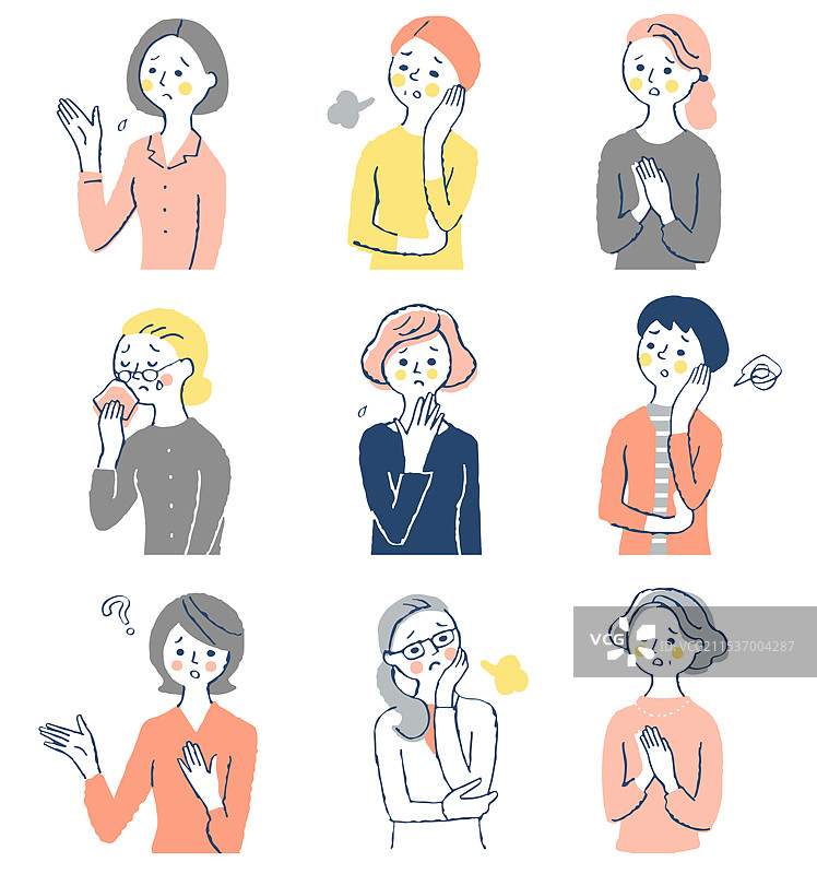 九位中年女性在一起图片素材