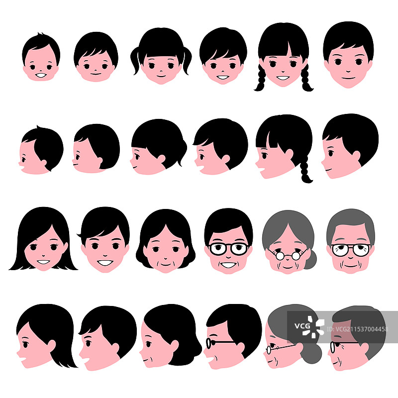 不同年龄段男女的面孔图片素材