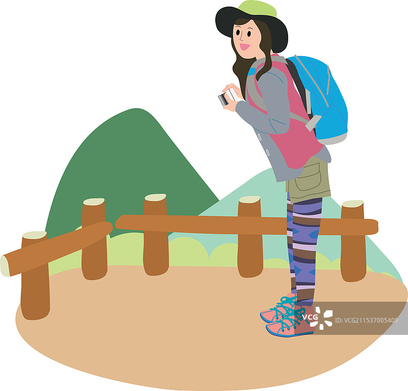 山女孩享受美丽的风景图片素材