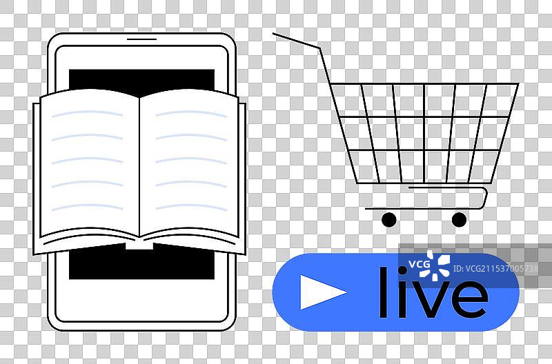 通过手机进行数字阅读和在线购物图片素材