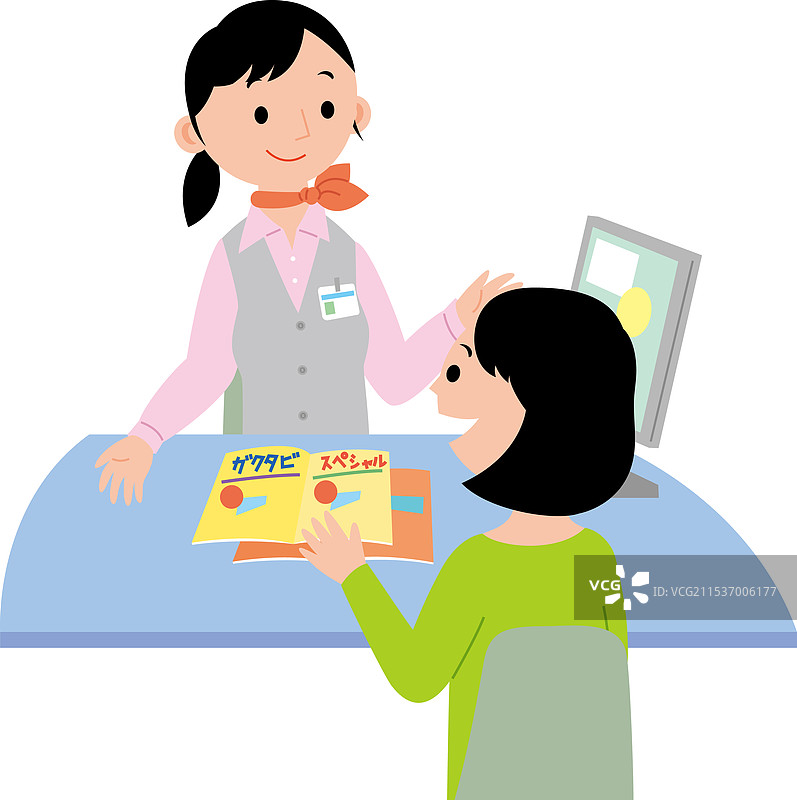 女学生在旅行社咨询图片素材