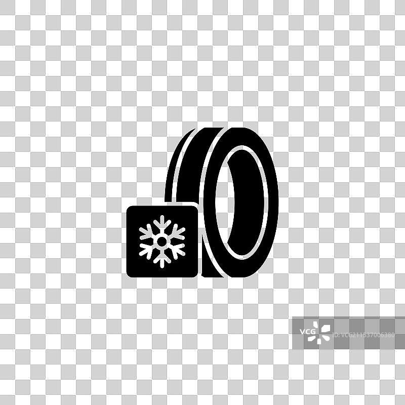 带雪花的冬季轮胎黑色图标图片素材