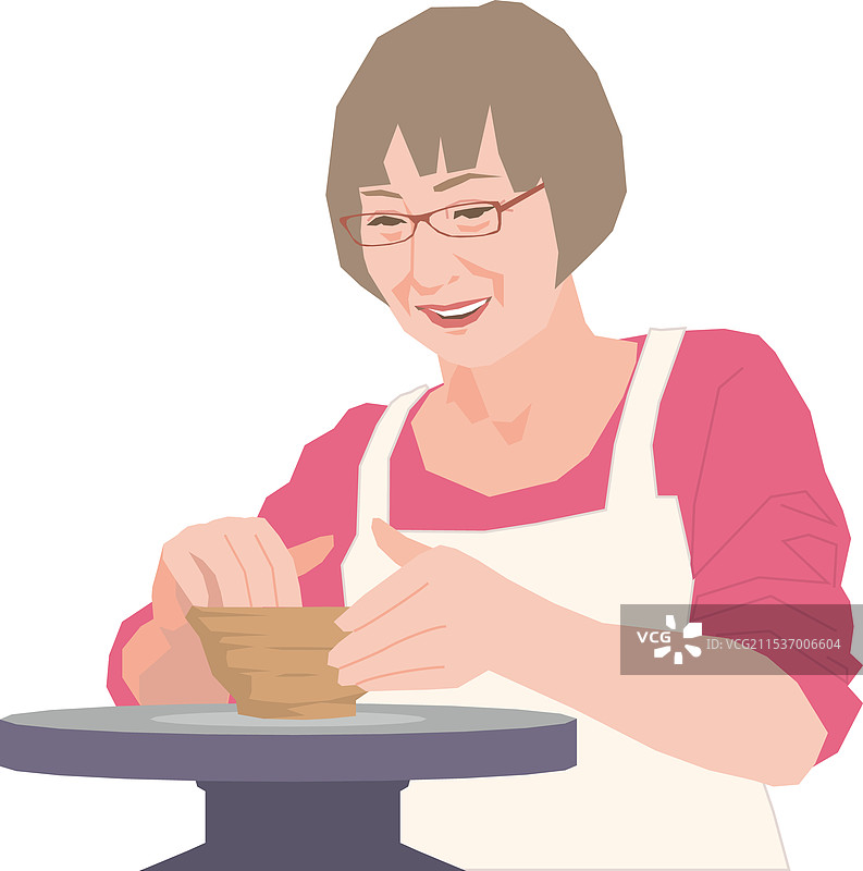 活跃的老年女性享受陶艺制作图片素材