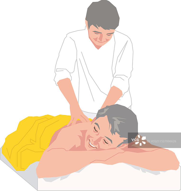 积极的老年男性正在接受按摩图片素材