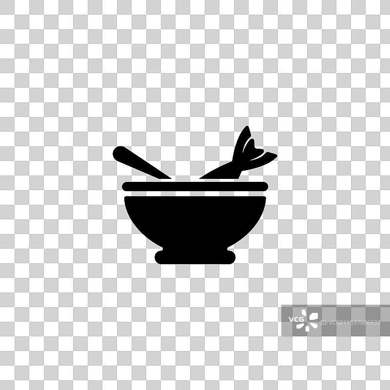 优雅的汤碗和鱼的图标完美无瑕图片素材
