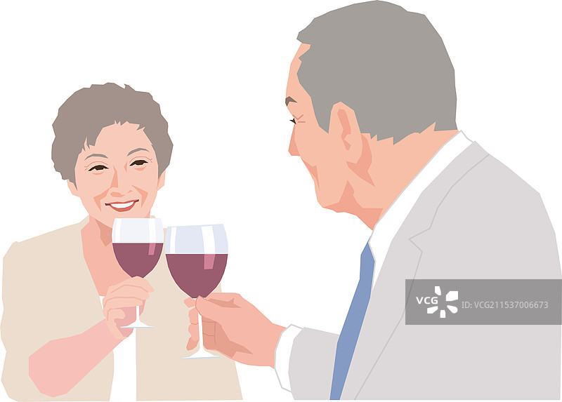 活跃的老年夫妇举杯庆祝图片素材