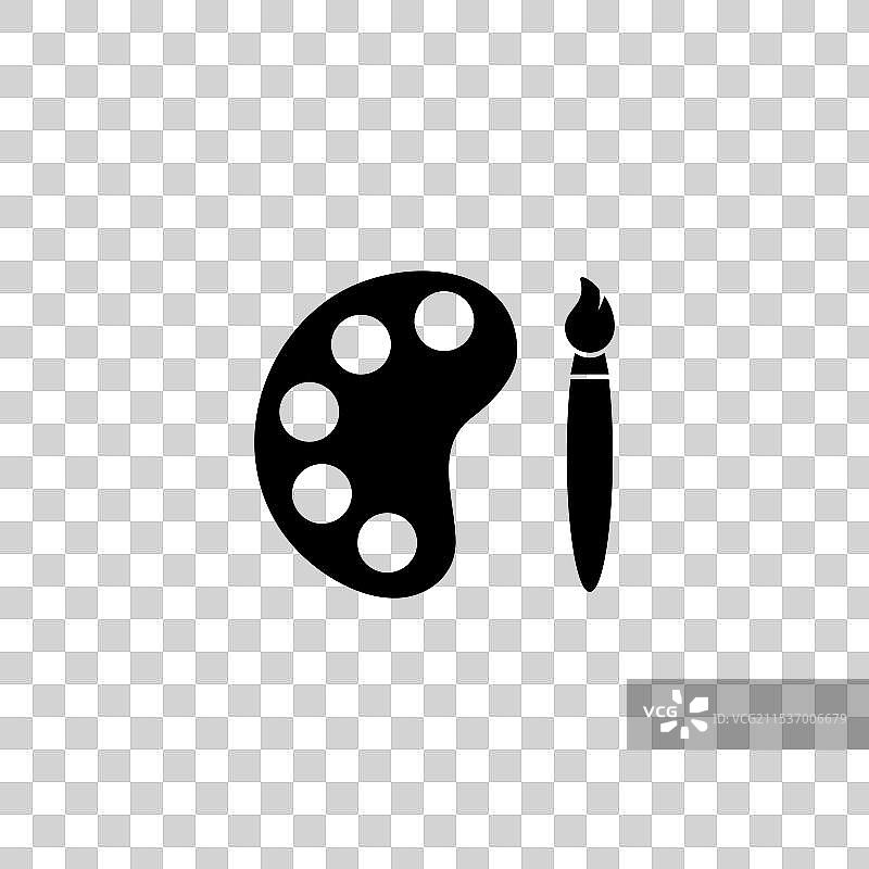 简单优雅的艺术家调色板和画笔图标图片素材