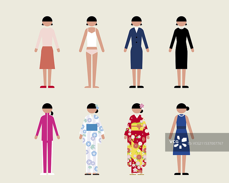 成长中的女性（各种服装）图片素材