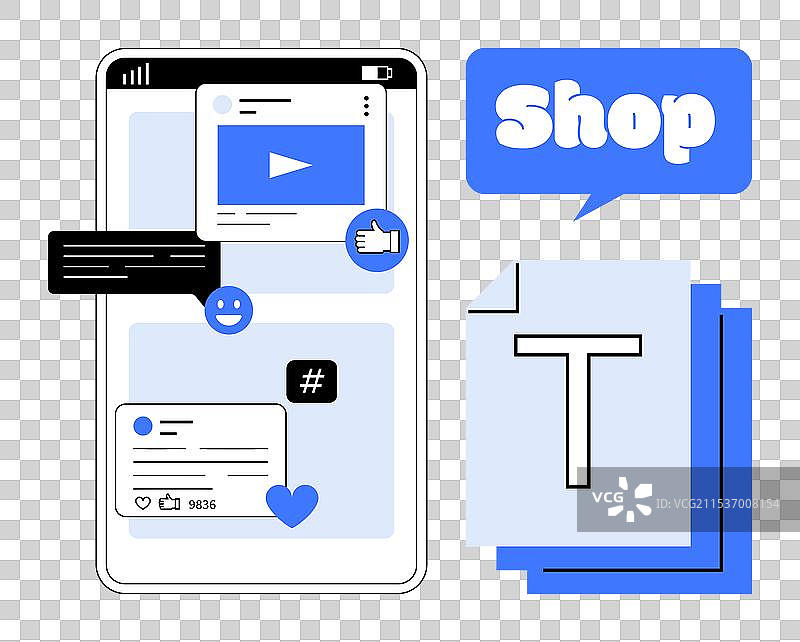 社交媒体移动界面，具有吸引力和互动性图片素材