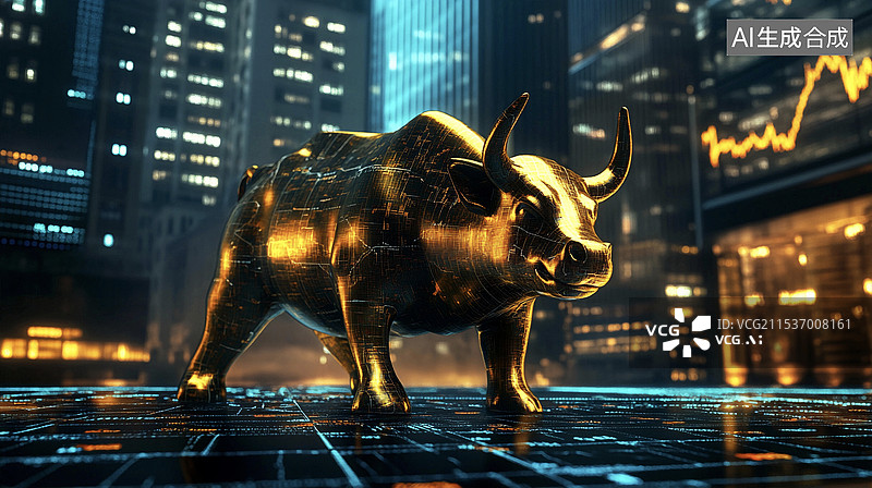 【AI数字艺术】金融科技K线股票走势图牛市图片素材