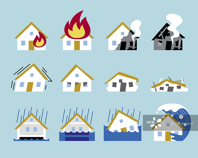 灾害损害图标集图片素材