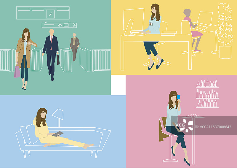 20多岁职场女性的工作日图片素材