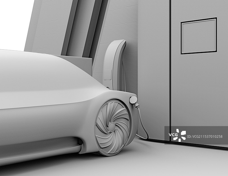 自动化氢燃料电池车辆为氢气站加注氢气的粘土渲染图图片素材