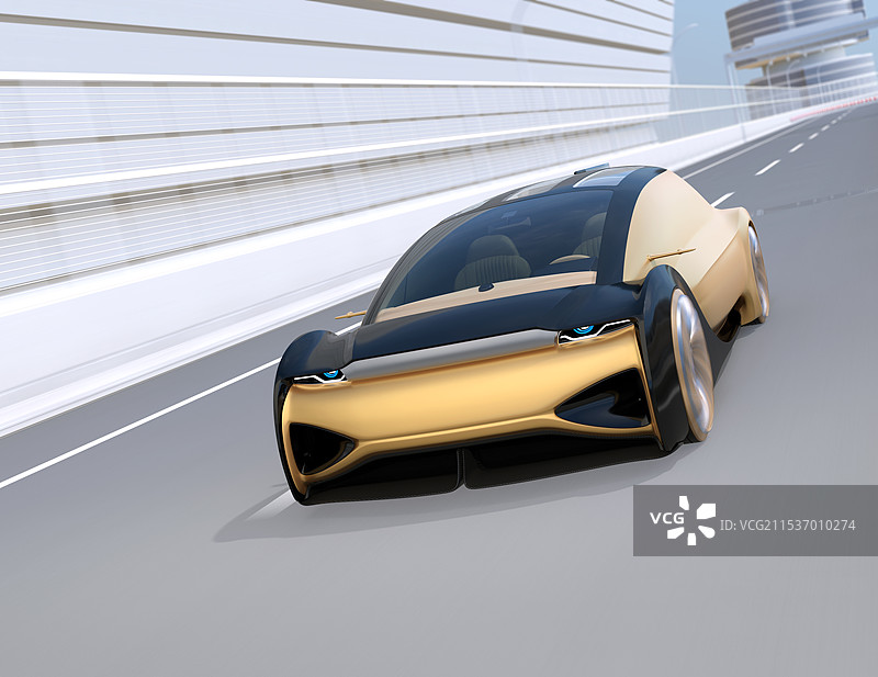 高速公路上的自动电动豪华轿车图像。图片素材