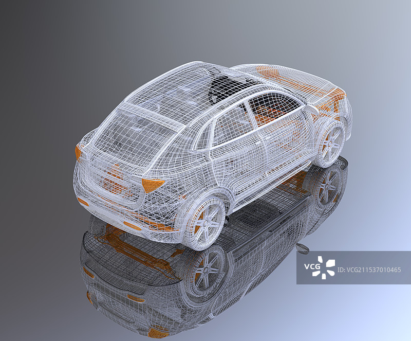 后视图的SUV，带有银色和黄色电线图片素材