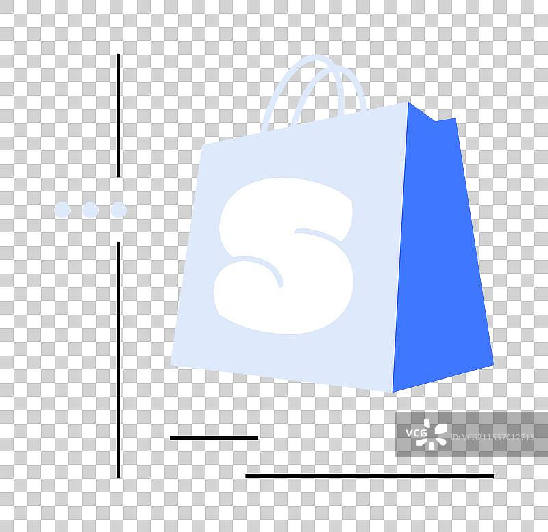 简约背景上的蓝色购物袋图片素材