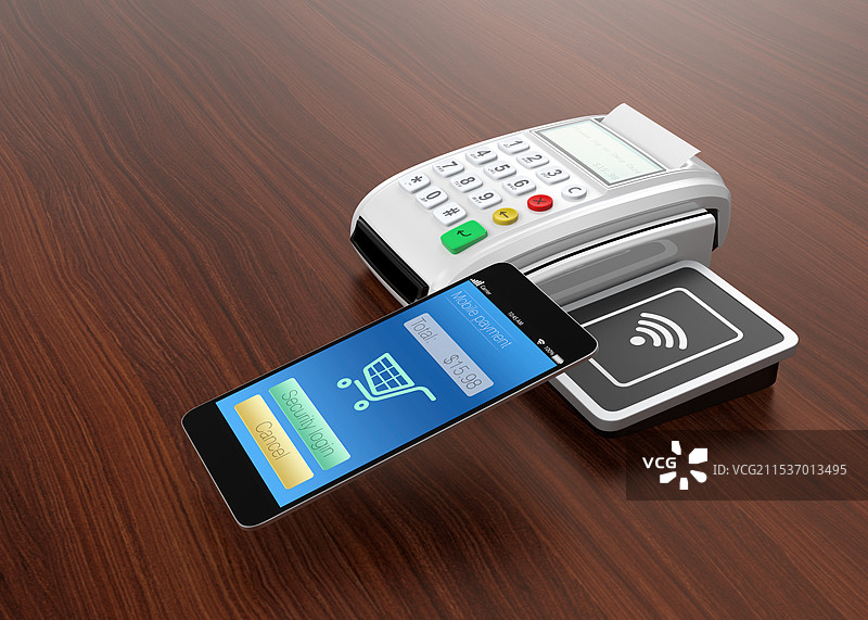 智能手机移动无现金支付的概念。图片素材