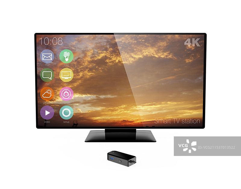 迷你电脑和4K电视图片素材