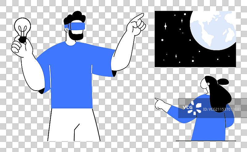 虚拟现实探索与太空科学图片素材