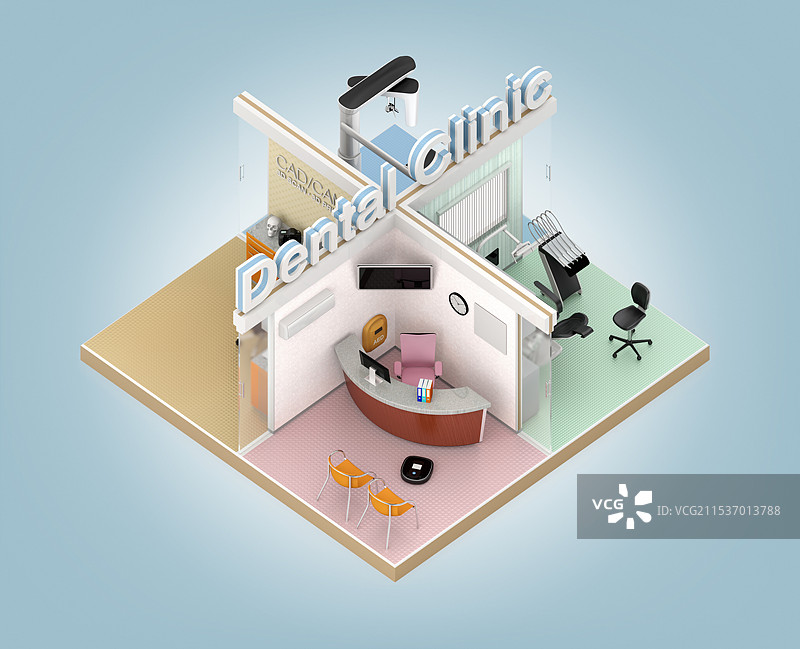 牙科诊所内部图像。原创设计图片素材