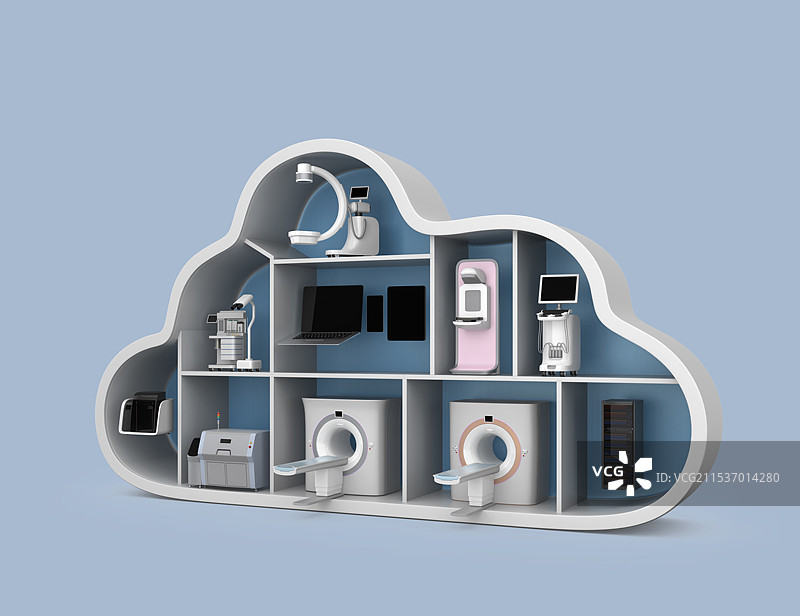 医疗影像设备的云解决方案概念图片素材