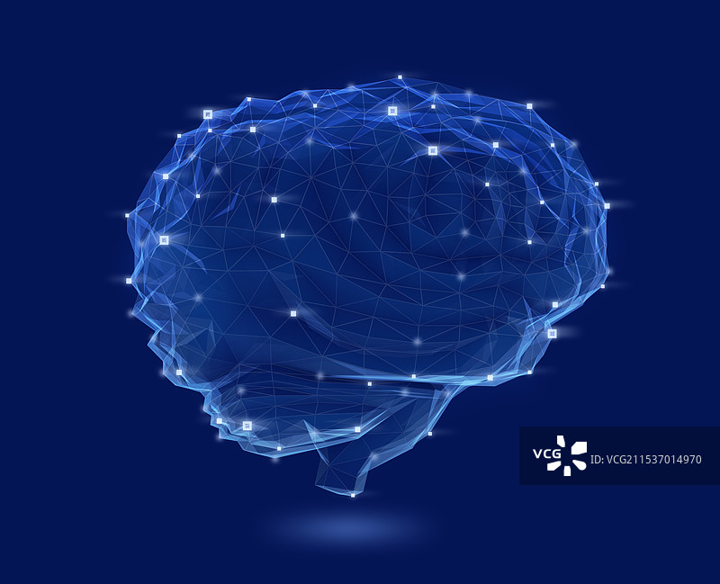 发光大脑的网状网络。人工智能的概念图像。图片素材