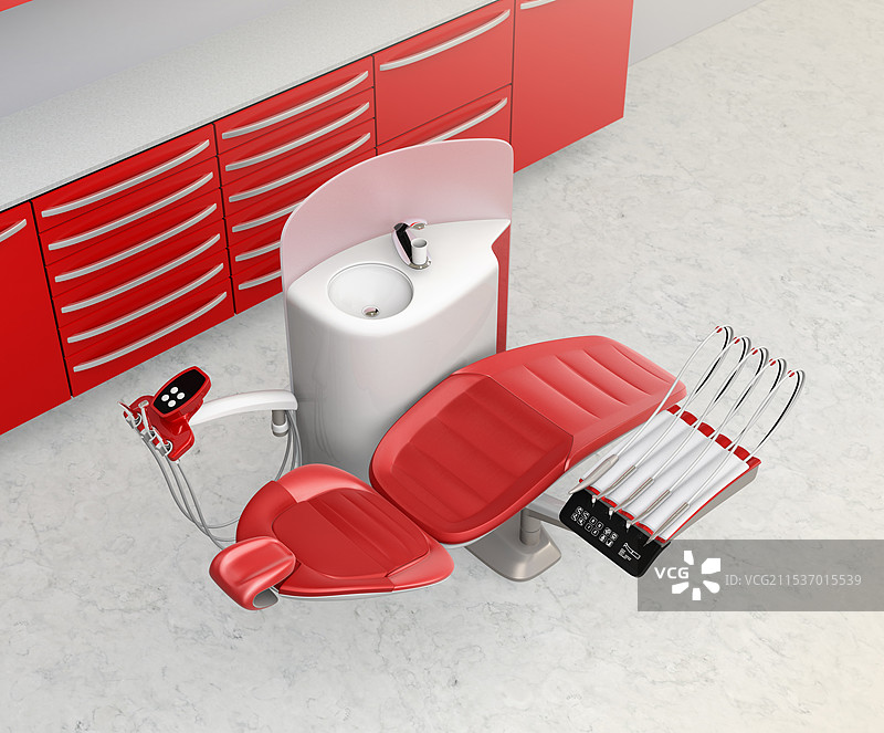 金属红色的牙科办公室内部图像图片素材