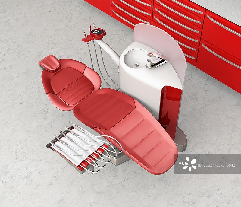 金属红色的牙科办公室内部图像图片素材