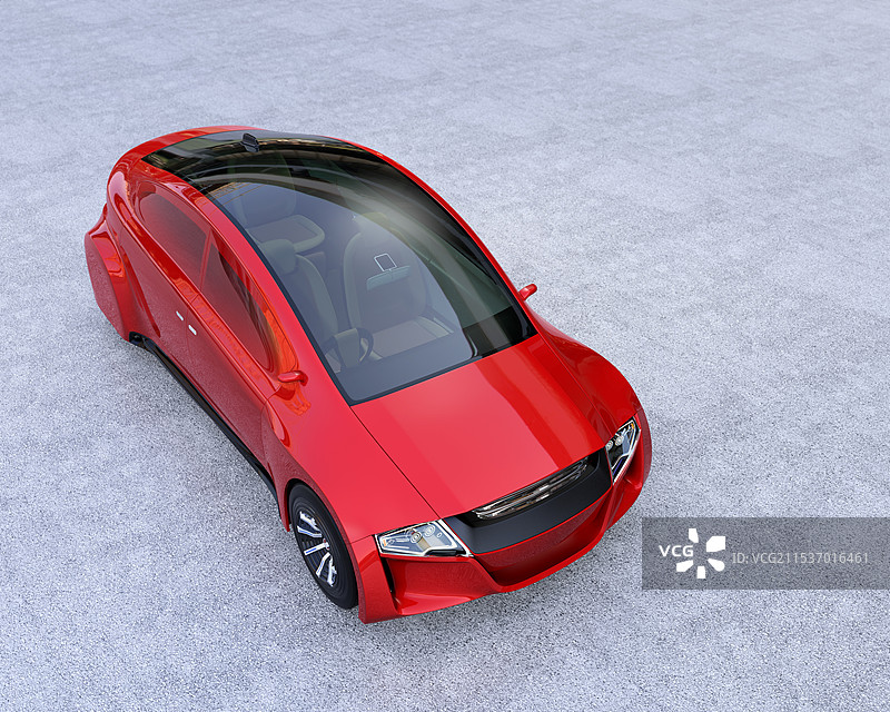 一辆金属红色的自动驾驶汽车图片素材