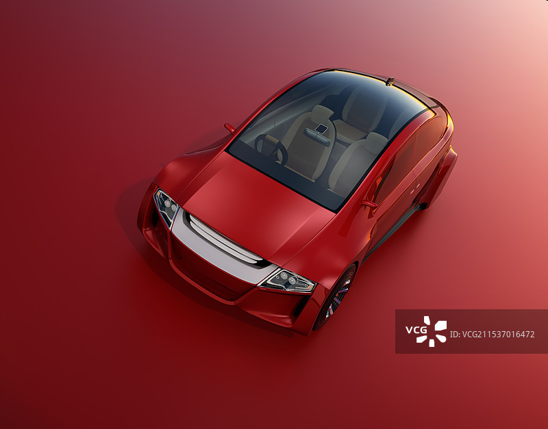 红色轿车在红色背景上图片素材