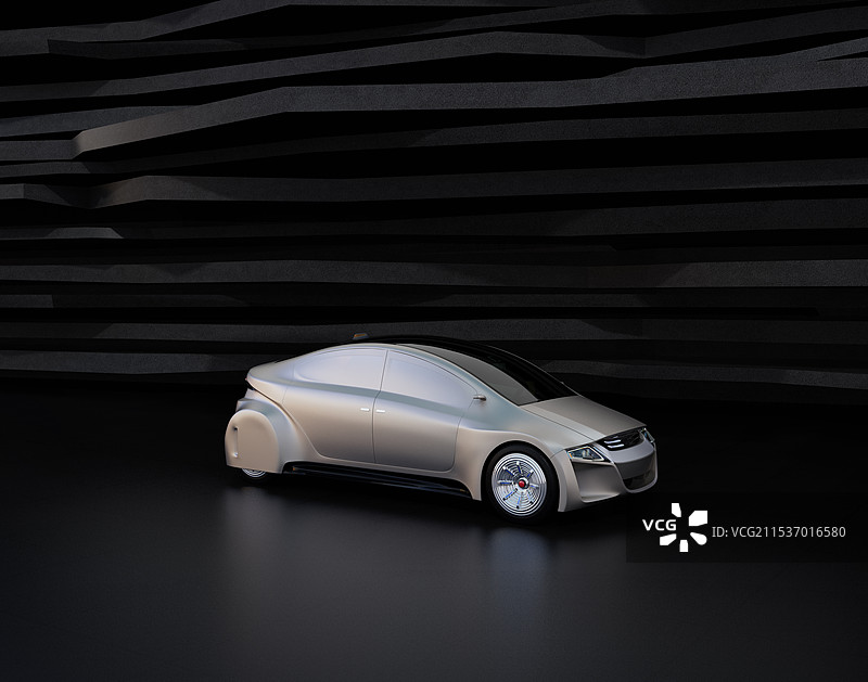 哑光银色的电动车在黑色背景前展示图片素材