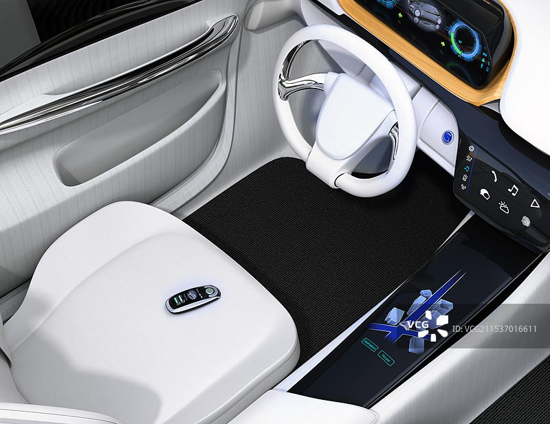 驾驶座上的智能入钥匙。图片素材