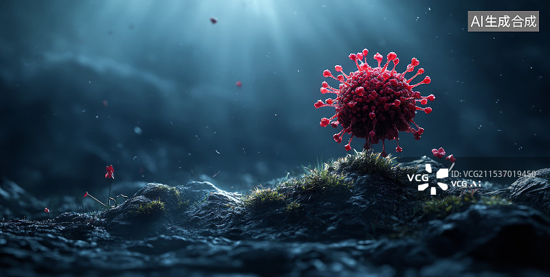 【AI数字艺术】病毒病菌细菌细胞特写图片素材