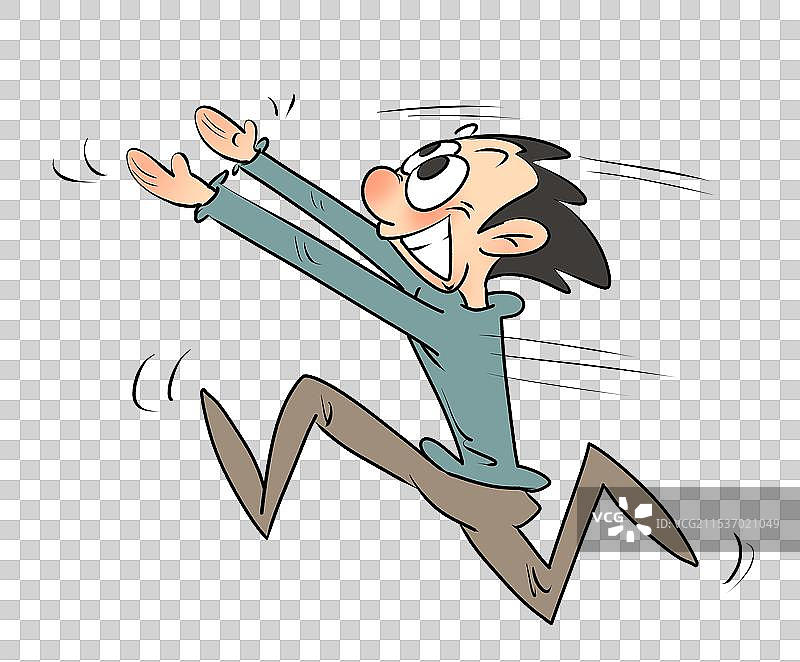 伸手接东西奔跑的人卡通漫画角色人物元素图片素材