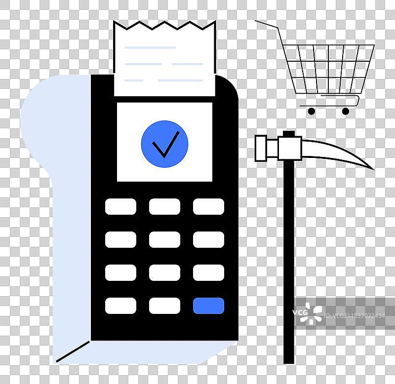 数字支付和购物概念，突出销售点（POS）系统图片素材