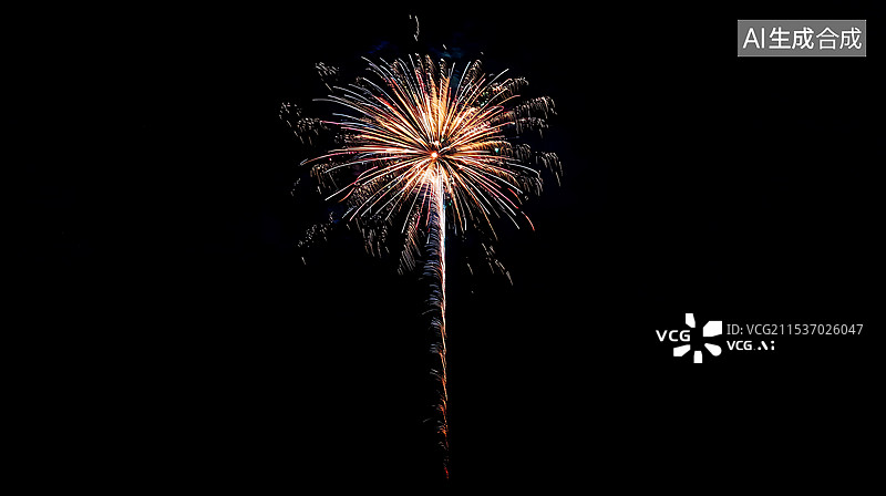 【AI数字艺术】黑色背景上绽放的彩色烟花图片素材