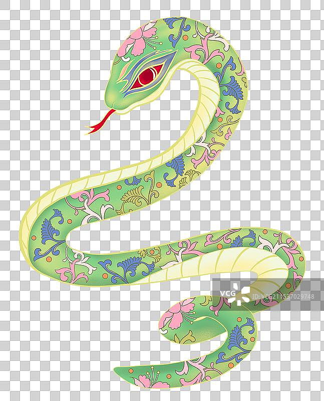 手绘新中式蛇图片素材
