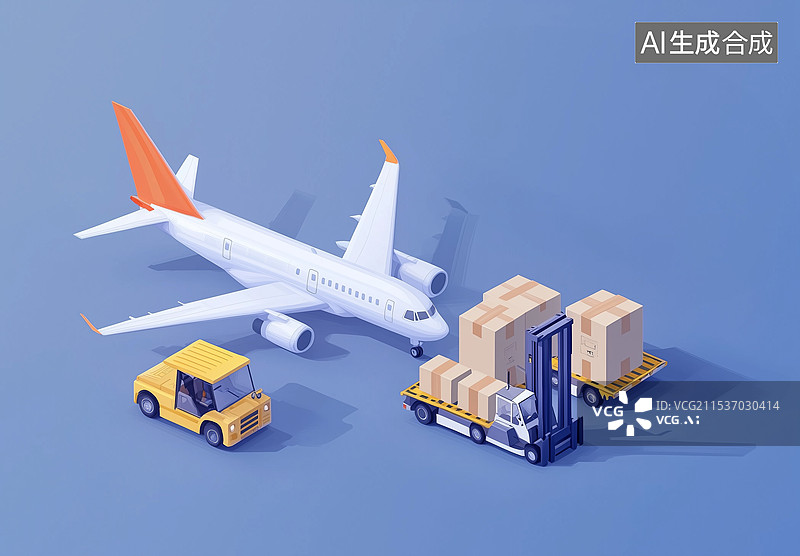 【AI数字艺术】物流飞机空运概念插图图片素材