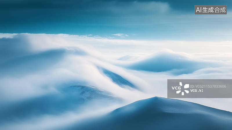 【AI数字艺术】云海山峦壮丽景色图片素材