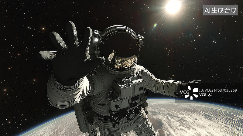【AI数字艺术】太空中的宇航员图片素材